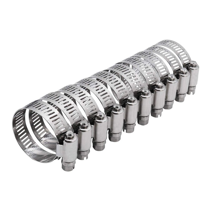 ROADFORMER 2" Worm Gear Hose Clamp - SAE 32 Size, Full Stainless Steel with 1/2" Band Width, Working Range 40mm - 64mmHose Clamps, 10 Pack - Image 1